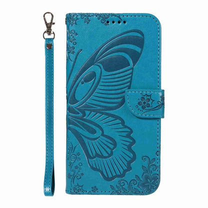 For iPhone 16 Pro Max Swallowtail Butterfly Embossed Leather Phone Case(Blue) - iPhone 16 Pro Max Cases by buy2fix | Online Shopping UK | buy2fix