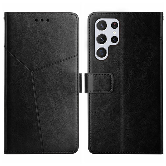 For Samsung Galaxy S25 Ultra 5G Y-shaped Pattern Flip Leather Phone Case(Black) - Galaxy S25 Ultra 5G Cases by buy2fix | Online Shopping UK | buy2fix