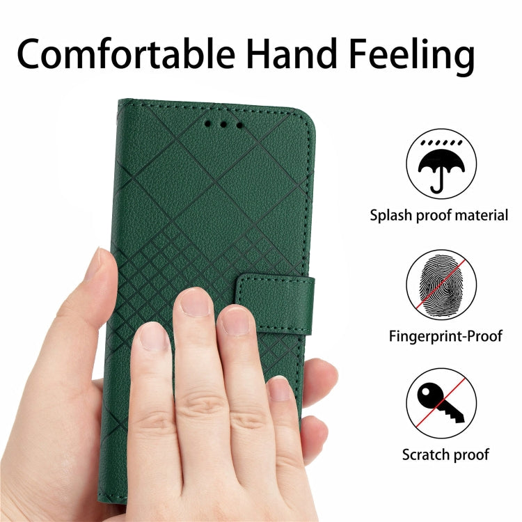 For Samsung Galaxy S25 5G Rhombic Grid Texture Leather Phone Case(Green) - Galaxy S25 5G Cases by buy2fix | Online Shopping UK | buy2fix