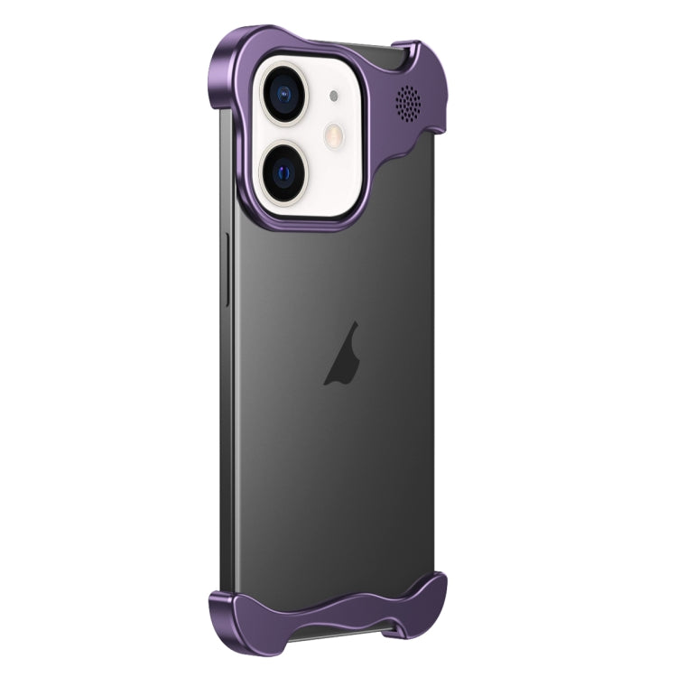 For iPhone 12 Aromatherapy Alloy Frameless Phone Case(Purple) - iPhone 12 / 12 Pro Cases by buy2fix | Online Shopping UK | buy2fix