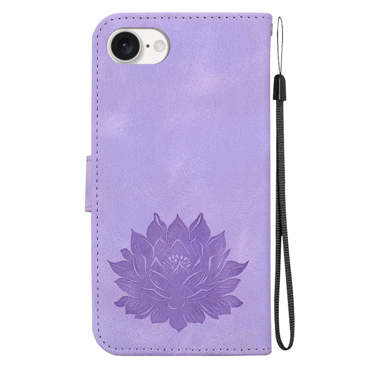 For iPhone SE 2024 Lotus Embossed Leather Phone Case(Purple) - More iPhone Cases by buy2fix | Online Shopping UK | buy2fix