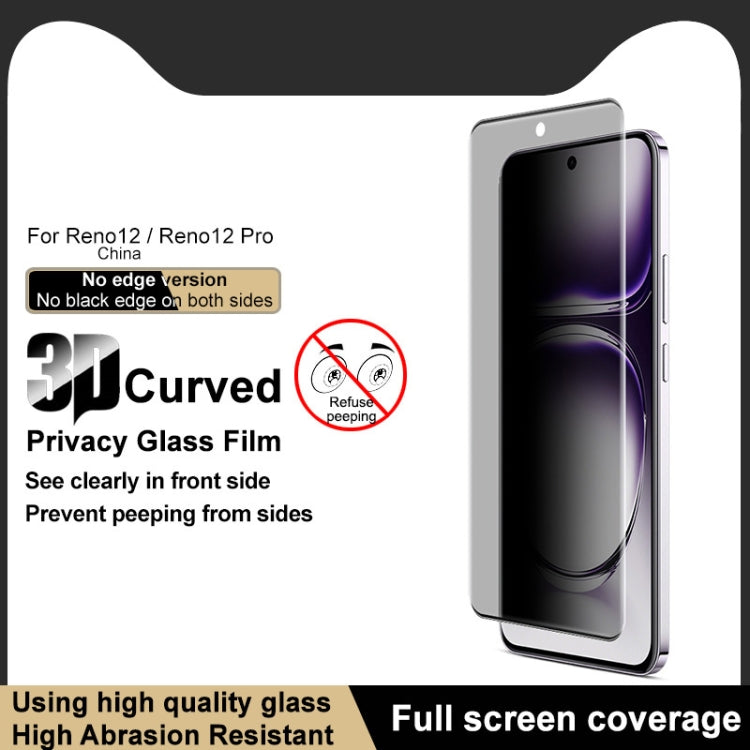 For OPPO Reno12 Pro Global imak 3D Curved Privacy Full Screen Tempered Glass Film - Reno12 Pro Tempered Glass by imak | Online Shopping UK | buy2fix