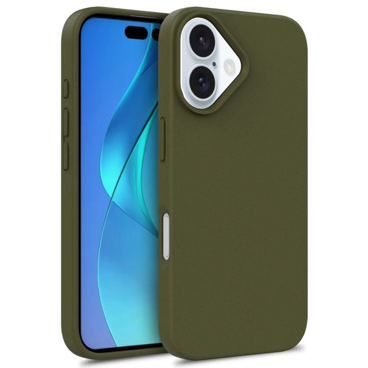 For iPhone 16 Wheat Straw TPU Phone Case(Army Green) - iPhone 16 Cases by buy2fix | Online Shopping UK | buy2fix