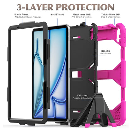 For iPad Air 11 2025 / 2024 Colorful Silicone Heavy Duty Hybrid PC Tablet Case(Rose Red) - iPad Air 11 2025 / 2024 Cases by buy2fix | Online Shopping UK | buy2fix