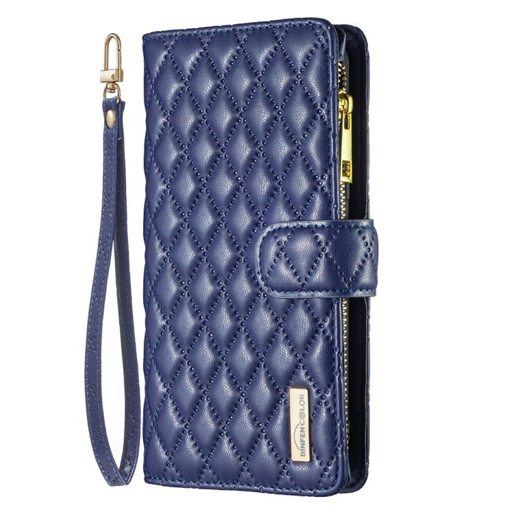 For Samsung Galaxy S25 Ultra 5G Diamond Lattice Zipper Wallet Leather Flip Phone Case(Blue) - Galaxy S25 Ultra 5G Cases by buy2fix | Online Shopping UK | buy2fix