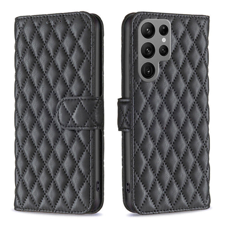 For Samsung Galaxy S25 Ultra 5G Diamond Lattice Wallet Flip Leather Phone Case(Black) - Galaxy S25 Ultra 5G Cases by buy2fix | Online Shopping UK | buy2fix