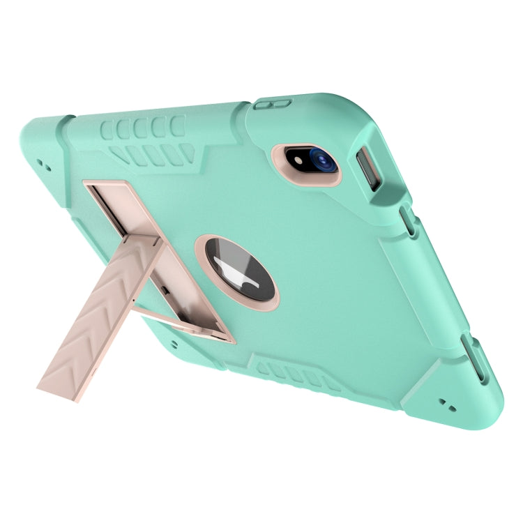 For iPad 10th Gen 10.9 2022 Armor Holder Silicone Hybrid PC Tablet Case(Mint Green Gold) - iPad 10th Gen 10.9 Cases by buy2fix | Online Shopping UK | buy2fix