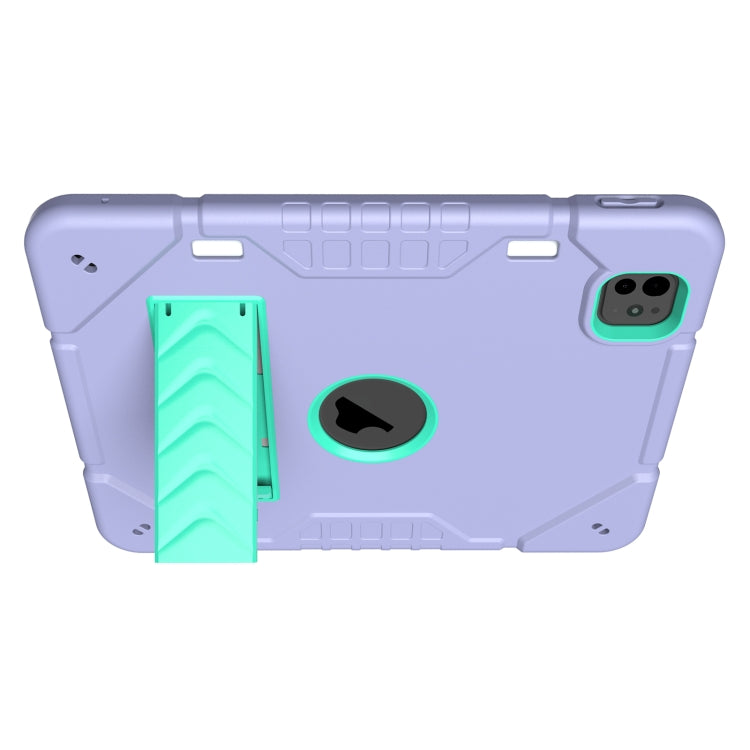 For iPad Pro 11 2024 Armor Holder Silicone Hybrid PC Tablet Case(Purple Mint Green) - iPad Pro 11 2024 Cases by buy2fix | Online Shopping UK | buy2fix