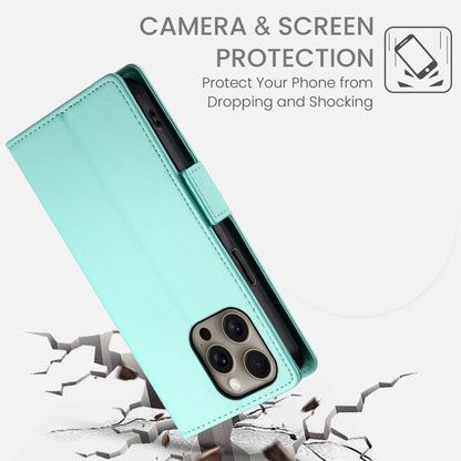 For iPhone 16 Pro Max Side Buckle Magnetic Frosted Leather Phone Case(Mint Green) - iPhone 16 Pro Max Cases by buy2fix | Online Shopping UK | buy2fix