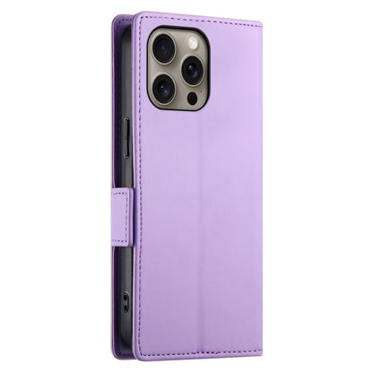 For iPhone 16 Pro Max Side Buckle Magnetic Frosted Leather Phone Case(Purple) - iPhone 16 Pro Max Cases by buy2fix | Online Shopping UK | buy2fix