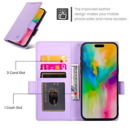 For iPhone 16 Pro Max Side Buckle Magnetic Frosted Leather Phone Case(Purple) - iPhone 16 Pro Max Cases by buy2fix | Online Shopping UK | buy2fix