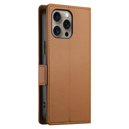 For iPhone 16 Pro Max Side Buckle Magnetic Frosted Leather Phone Case(Brown) - iPhone 16 Pro Max Cases by buy2fix | Online Shopping UK | buy2fix