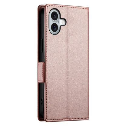 For iPhone 16 Plus Side Buckle Magnetic Frosted Leather Phone Case(Rose Gold) - iPhone 16 Plus Cases by buy2fix | Online Shopping UK | buy2fix