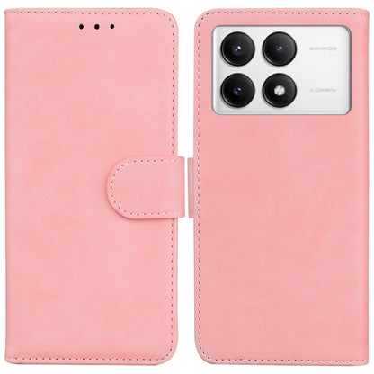 For Xiaomi Redmi K70 / K70 Pro Skin Feel Pure Color Flip Leather Phone Case(Pink) - K70 Cases by buy2fix | Online Shopping UK | buy2fix