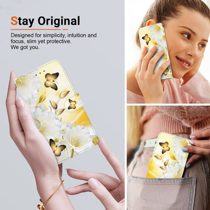 For Xiaomi Redmi K70 Pro / K70 Crystal Texture Colored Drawing Leather Phone Case(Gold Butterfly Epiphyllum) - K70 Cases by buy2fix | Online Shopping UK | buy2fix