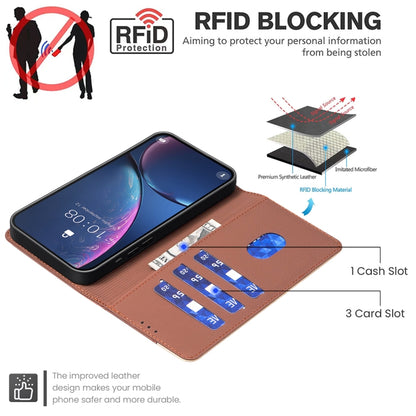 For iPhone 16 Plus Color Matching RFID Anti-theft Leather Phone Case(Brown) - iPhone 16 Plus Cases by buy2fix | Online Shopping UK | buy2fix