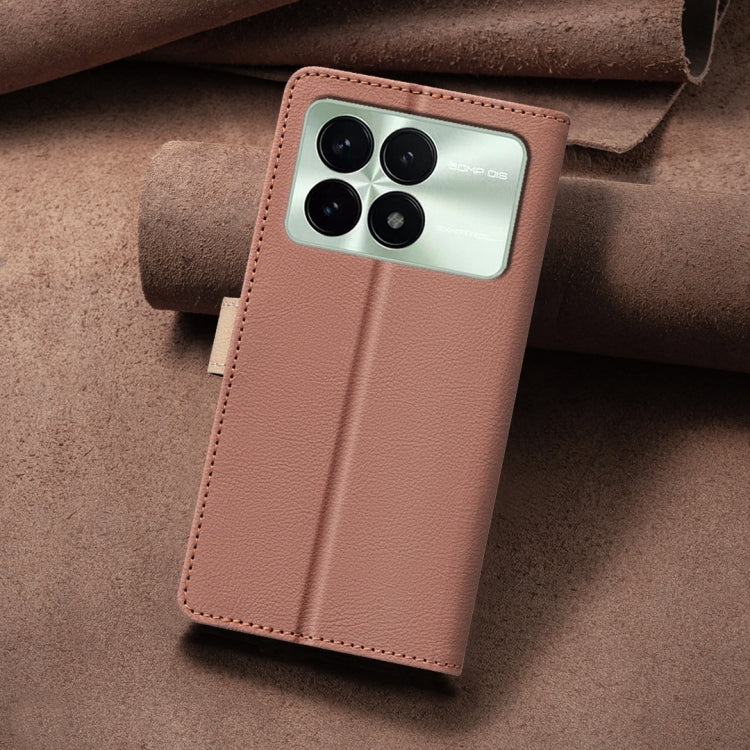 For Xiaomi Redmi K70 / K70 Pro Color Matching RFID Anti-theft Leather Phone Case(Brown) - Xiaomi Cases by buy2fix | Online Shopping UK | buy2fix