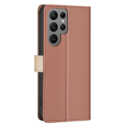 For Samsung Galaxy S25 Ultra 5G Color Matching RFID Anti-theft Leather Phone Case(Brown) - Galaxy S25 Ultra 5G Cases by buy2fix | Online Shopping UK | buy2fix