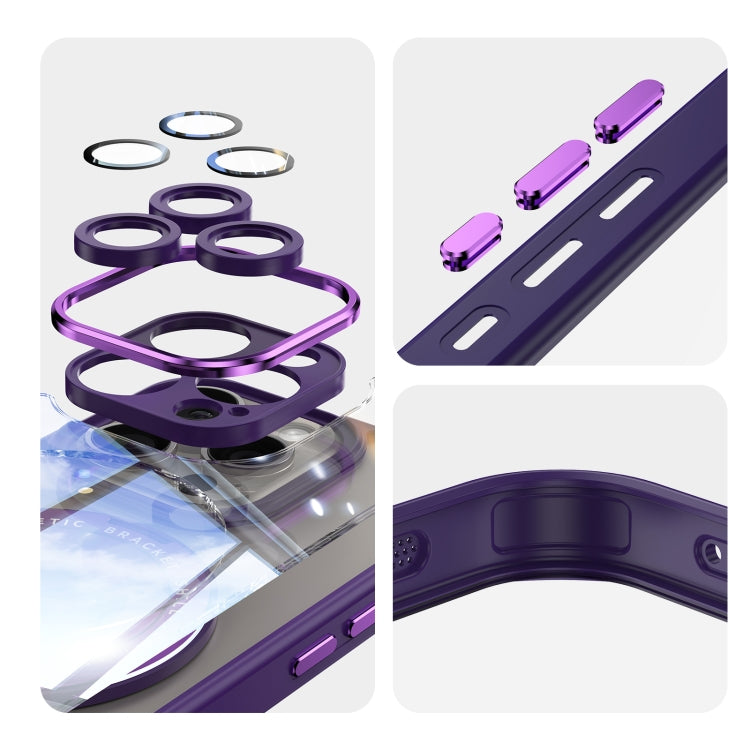 For iPhone 16 Pro Max 360 Holder Magsafe Acrylic Hybrid TPU Phone Case(Purple) - iPhone 16 Pro Max Cases by buy2fix | Online Shopping UK | buy2fix