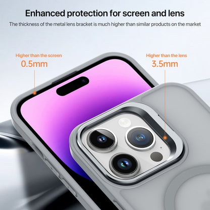 For iPhone 11 Pro Max Magsafe Skin Feel Lens Holder Phone Case(Orange) - iPhone 11 Pro Max Cases by buy2fix | Online Shopping UK | buy2fix