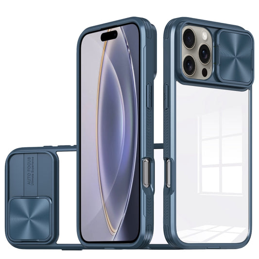 For iPhone 16 Pro Max Sliding Camshield Acrylic Hybrid TPU Phone Case(Navy Blue) - iPhone 16 Pro Max Cases by buy2fix | Online Shopping UK | buy2fix