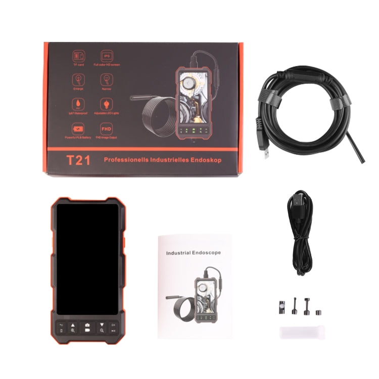 T21 4.5 inch IPS Color Screen 5.5mm Dual Camera Split Hard Cable Industrial Endoscope, Length:2m(Black Red) -  by buy2fix | Online Shopping UK | buy2fix