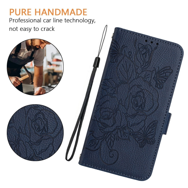 For Blackview A52 Embossed Rose RFID Anti-theft Leather Phone Case(Dark Blue) - More Brand by buy2fix | Online Shopping UK | buy2fix