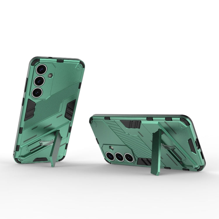 For Samsung Galaxy S25+ 5G Punk Armor 2 in 1 PC + TPU Shockproof Phone Case with Invisible Holder(Green) - Galaxy S25+ 5G Cases by buy2fix | Online Shopping UK | buy2fix