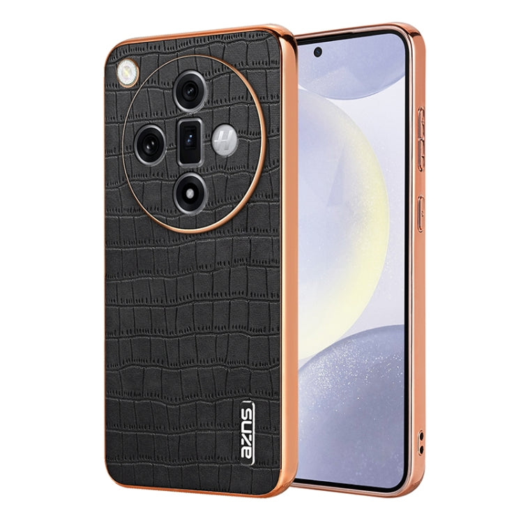 For OPPO Find X7 AZNS Electroplated Frame Crocodile Texture Full Coverage Phone Case(Black) - OPPO Cases by AZNS | Online Shopping UK | buy2fix