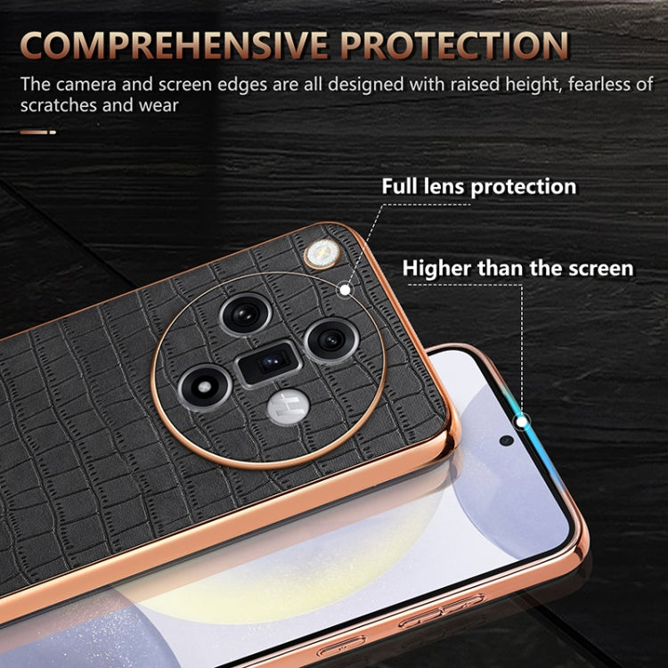 For OPPO Find X7 AZNS Electroplated Frame Crocodile Texture Full Coverage Phone Case(Black) - OPPO Cases by AZNS | Online Shopping UK | buy2fix