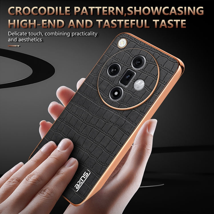 For OPPO Find X7 AZNS Electroplated Frame Crocodile Texture Full Coverage Phone Case(Black) - OPPO Cases by AZNS | Online Shopping UK | buy2fix