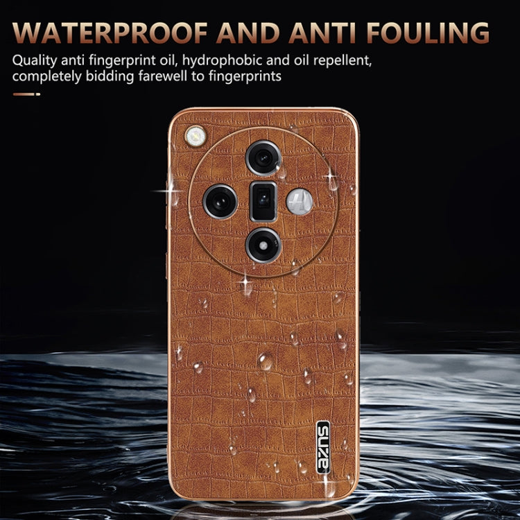 For OPPO Find X7 Ultra AZNS Electroplated Frame Crocodile Texture Full Coverage Phone Case(White) - OPPO Cases by AZNS | Online Shopping UK | buy2fix