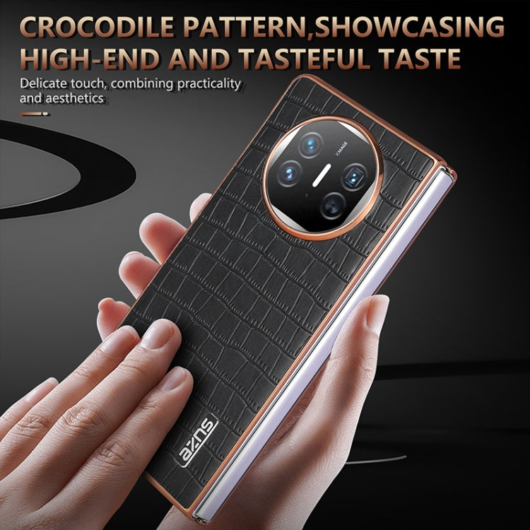 For Huawei Mate X3 / X5 AZNS Electroplated Frame Crocodile Texture Full Coverage Phone Case(Black) - Huawei Cases by AZNS | Online Shopping UK | buy2fix