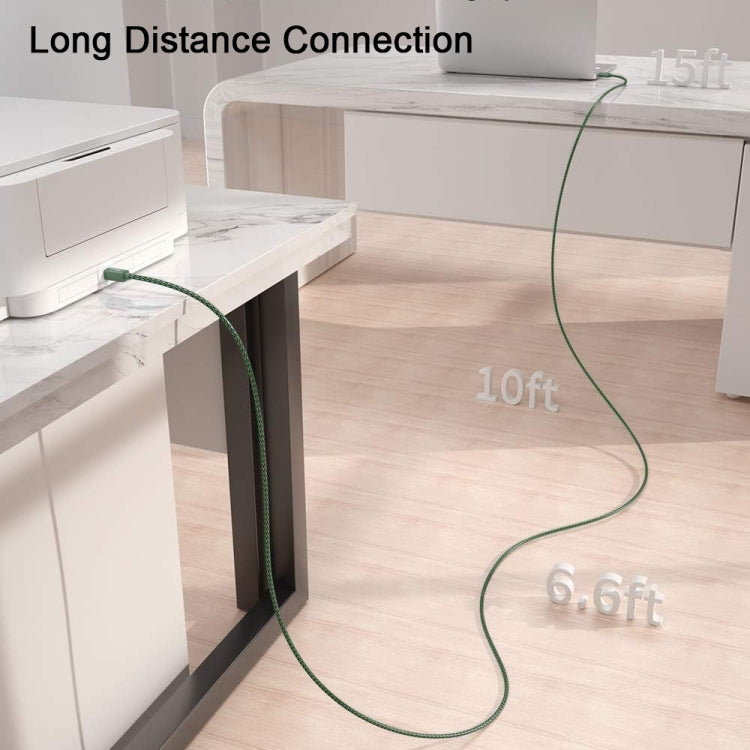 USB 2.0 to Square Port A/B Printer Adapter Cable, Length:3m(Green) - USB Cable by buy2fix | Online Shopping UK | buy2fix