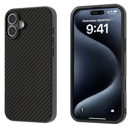 For iPhone 16 Carbon Fiber Texture Protective Phone Case(Black) - iPhone 16 Cases by buy2fix | Online Shopping UK | buy2fix