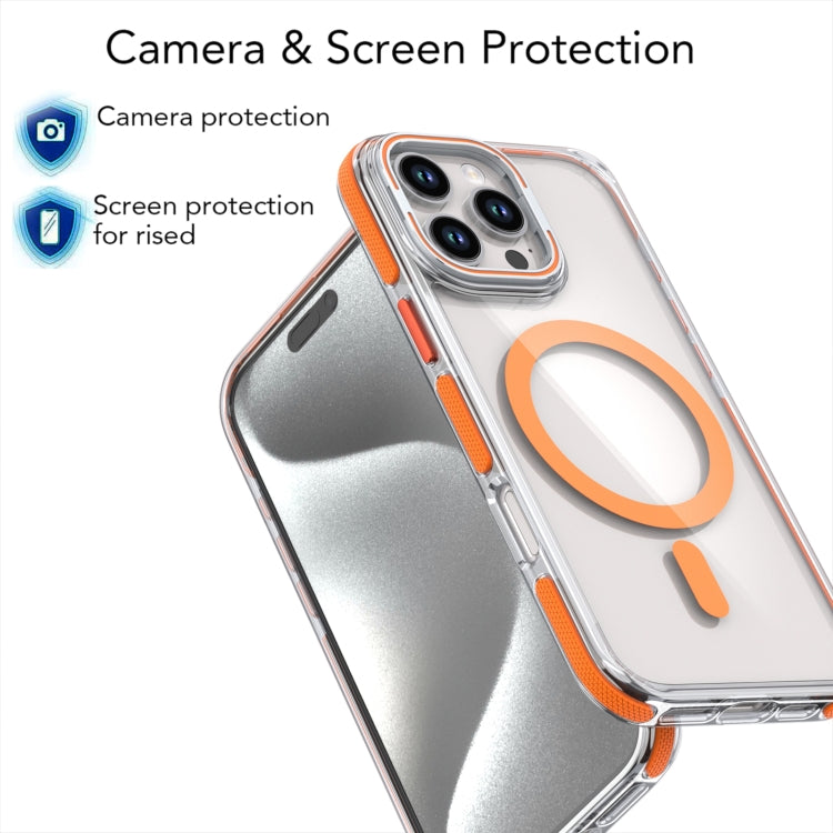 For iPhone 13 Pro Max Dual-Color Clear Acrylic Hybrid TPU Lens Flip Holder MagSafe Phone Case(Orange) - iPhone 13 Pro Max Cases by buy2fix | Online Shopping UK | buy2fix