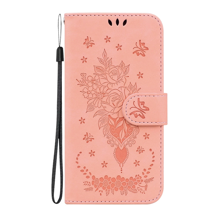 For Redmi K70 / K70 Pro Butterfly Rose Embossed Leather Phone Case(Pink) - K70 Cases by buy2fix | Online Shopping UK | buy2fix