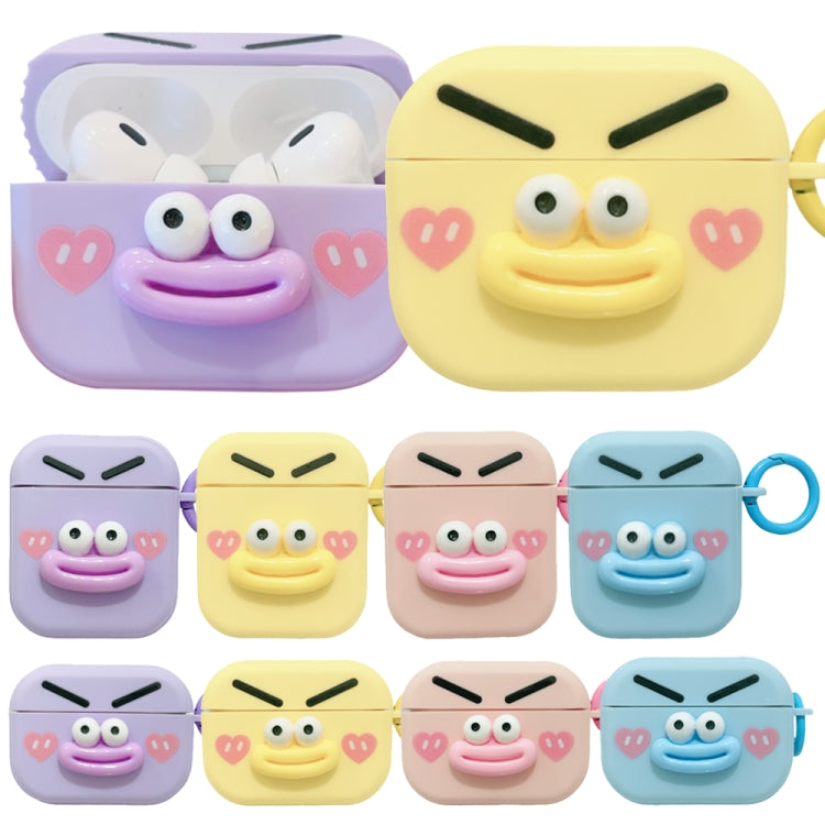 For AirPods 3 Fresh 3D Emoji Pattern Skin Feel Earbuds Box PC Case(Purple) - For AirPods 3 by buy2fix | Online Shopping UK | buy2fix