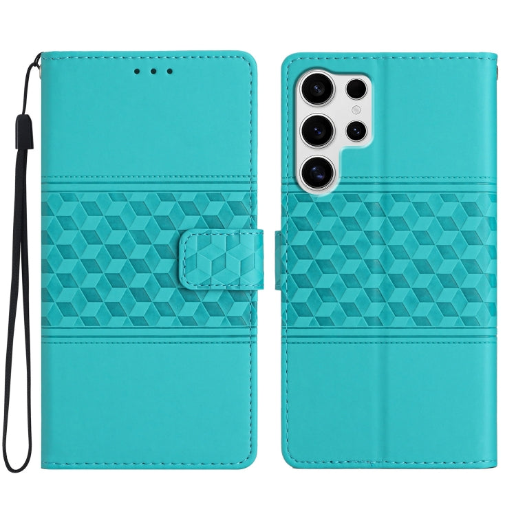 For Samsung Galaxy S25 Ultra 5G Diamond Embossed Skin Feel Leather Phone Case(Blue) - Galaxy S25 Ultra 5G Cases by buy2fix | Online Shopping UK | buy2fix