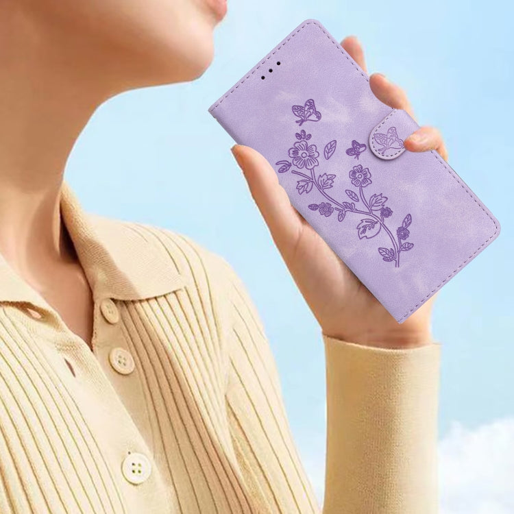 For Samsung Galaxy S25 Ultra 5G Flower Butterfly Embossing Pattern Leather Phone Case(Purple) - Galaxy S25 Ultra 5G Cases by buy2fix | Online Shopping UK | buy2fix