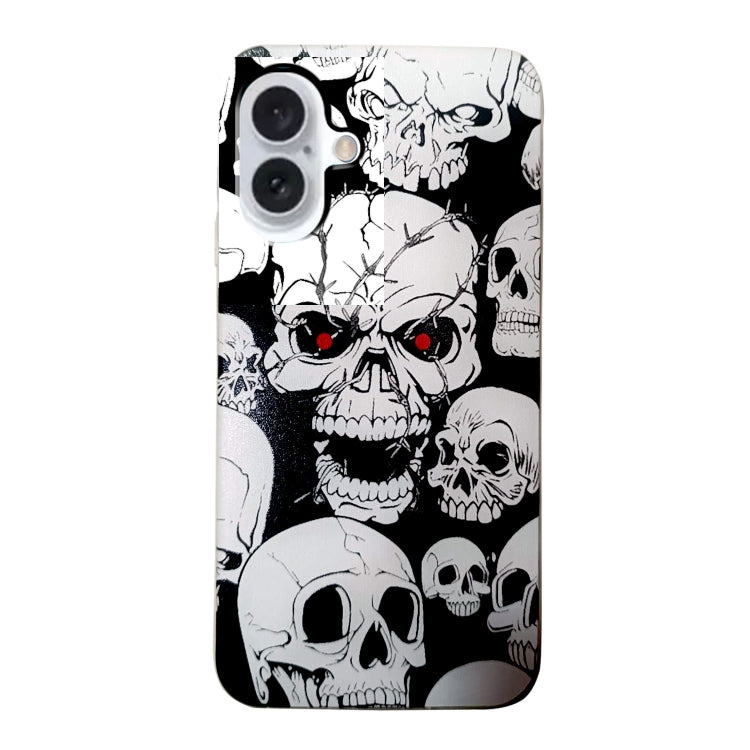 For iPhone 16 Plus Colored Drawing Pattern TPU Phone Case(Skull) - iPhone 16 Plus Cases by buy2fix | Online Shopping UK | buy2fix