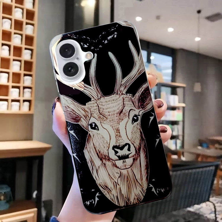 For iPhone 16 Colored Drawing Pattern TPU Phone Case(Deer) - iPhone 16 Cases by buy2fix | Online Shopping UK | buy2fix