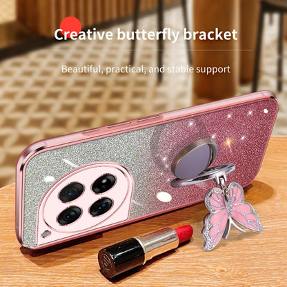 For OnePlus 12 Plated Gradient Glitter Butterfly Holder TPU Phone Case(Pink) - OnePlus Cases by buy2fix | Online Shopping UK | buy2fix