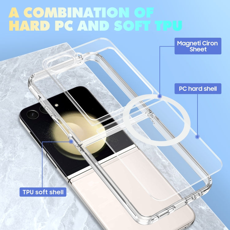 For Samsung Galaxy Z Flip3 5G MagSafe Transparent Shockproof PC Folding Phone Case - Galaxy Phone Cases by buy2fix | Online Shopping UK | buy2fix