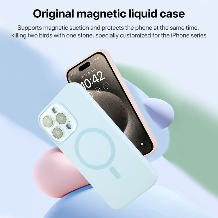 For iPhone 16 Liquid Silicone MagSafe Full Coverage Phone Case with Lens Film(Grey) - iPhone 16 Cases by buy2fix | Online Shopping UK | buy2fix