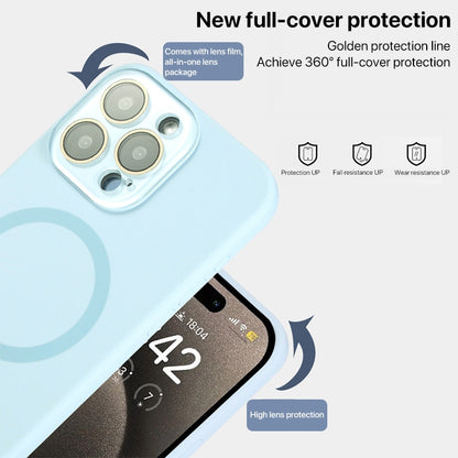 For iPhone 12 Pro MagSafe Liquid Silicone Full Coverage Phone Case with Lens Film(Grey) - iPhone 12 / 12 Pro Cases by buy2fix | Online Shopping UK | buy2fix