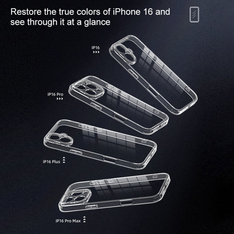 For iPhone 16 Four Corner Airbag Transparent Glass Phone Case - iPhone 16 Cases by buy2fix | Online Shopping UK | buy2fix