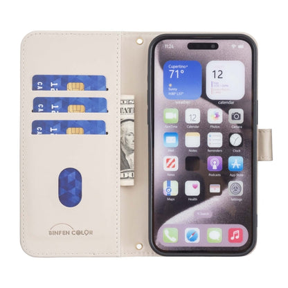 For iPhone 16 Pro Max Square Texture Leather Phone Case(Beige) - iPhone 16 Pro Max Cases by buy2fix | Online Shopping UK | buy2fix