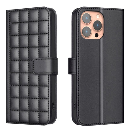 For iPhone 16 Pro Max Square Texture Leather Phone Case(Black) - iPhone 16 Pro Max Cases by buy2fix | Online Shopping UK | buy2fix