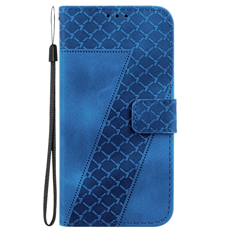 For Samsung Galaxy S25 5G Seven-shaped Embossed Leather Phone Case(Blue) - Galaxy S25 5G Cases by buy2fix | Online Shopping UK | buy2fix